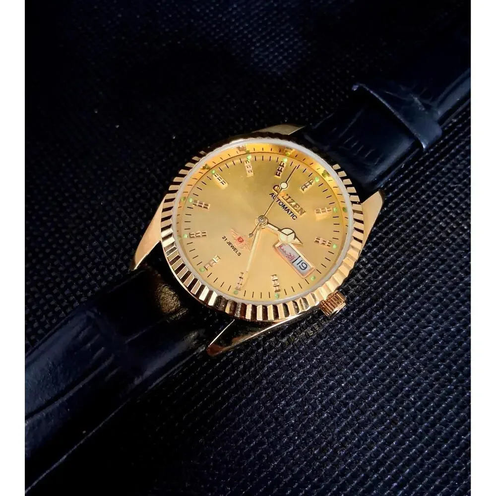 Vintage Men's Automatic Citizen Eagle 7 Leather Watch RARE